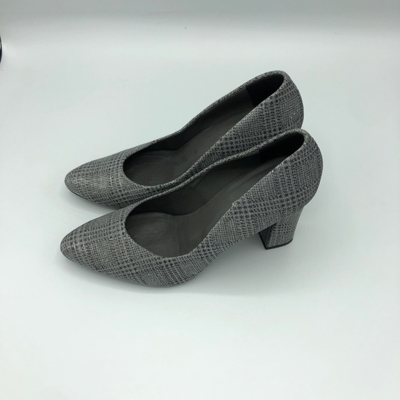 Silver sparkly gingham Peter Kaiser heels - Picture 4 of 5